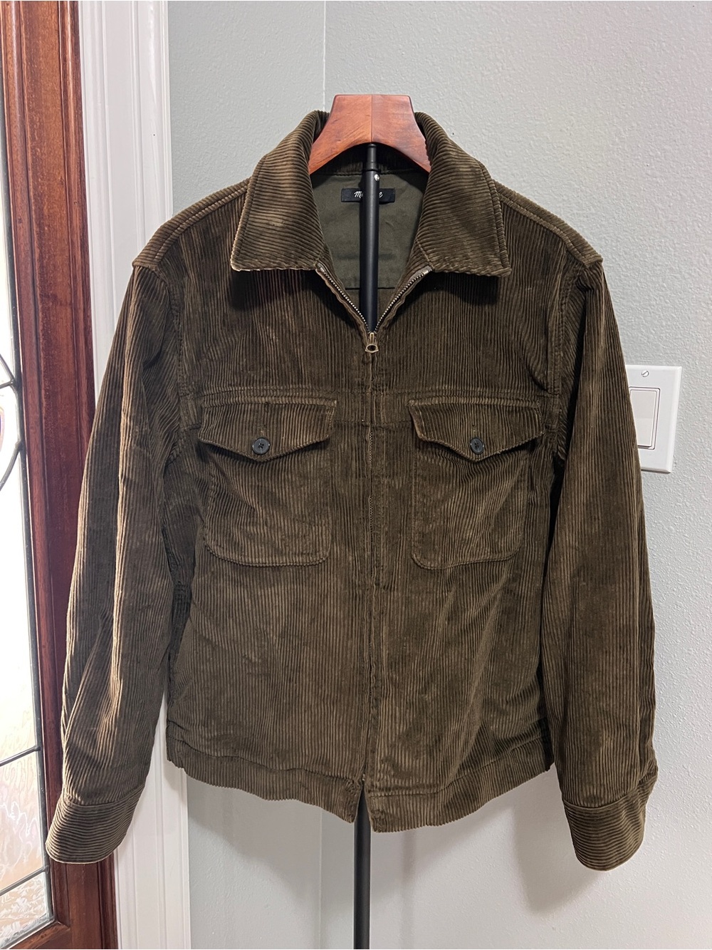 Madewell Men's Corduroy Zip Front Jacket Expedition Green Small Unisex NX968